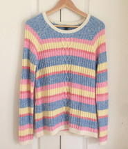 Talbots Women Sweater Sz S Pastel Pink Rainbow Cable Knit Long Sleeve Co... - £34.99 GBP