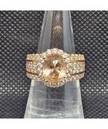 BBJ JTV Peach Crystal Ring Rose Gold Tone over Sterling Silver 925 Sz 6 - $932.34 MXN