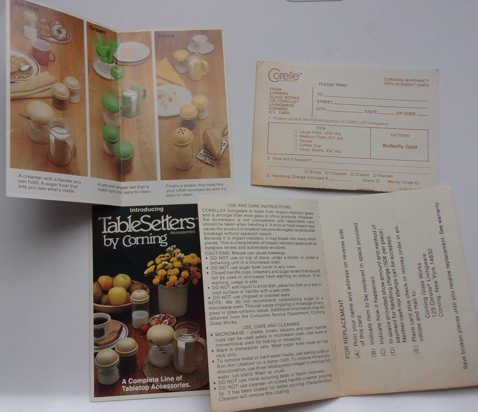Vintage Corning Table Settings Booklet &amp; Corelle Card 1980 - $2.99