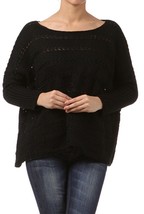 M.Rena Long Sleeve Boat Neck Boxy Knit Sweater - $27.20