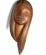 Jose Pinal Mexico Hand Carved Wood Figure Young Girl Half Bust Mid Centu... - $98.99
