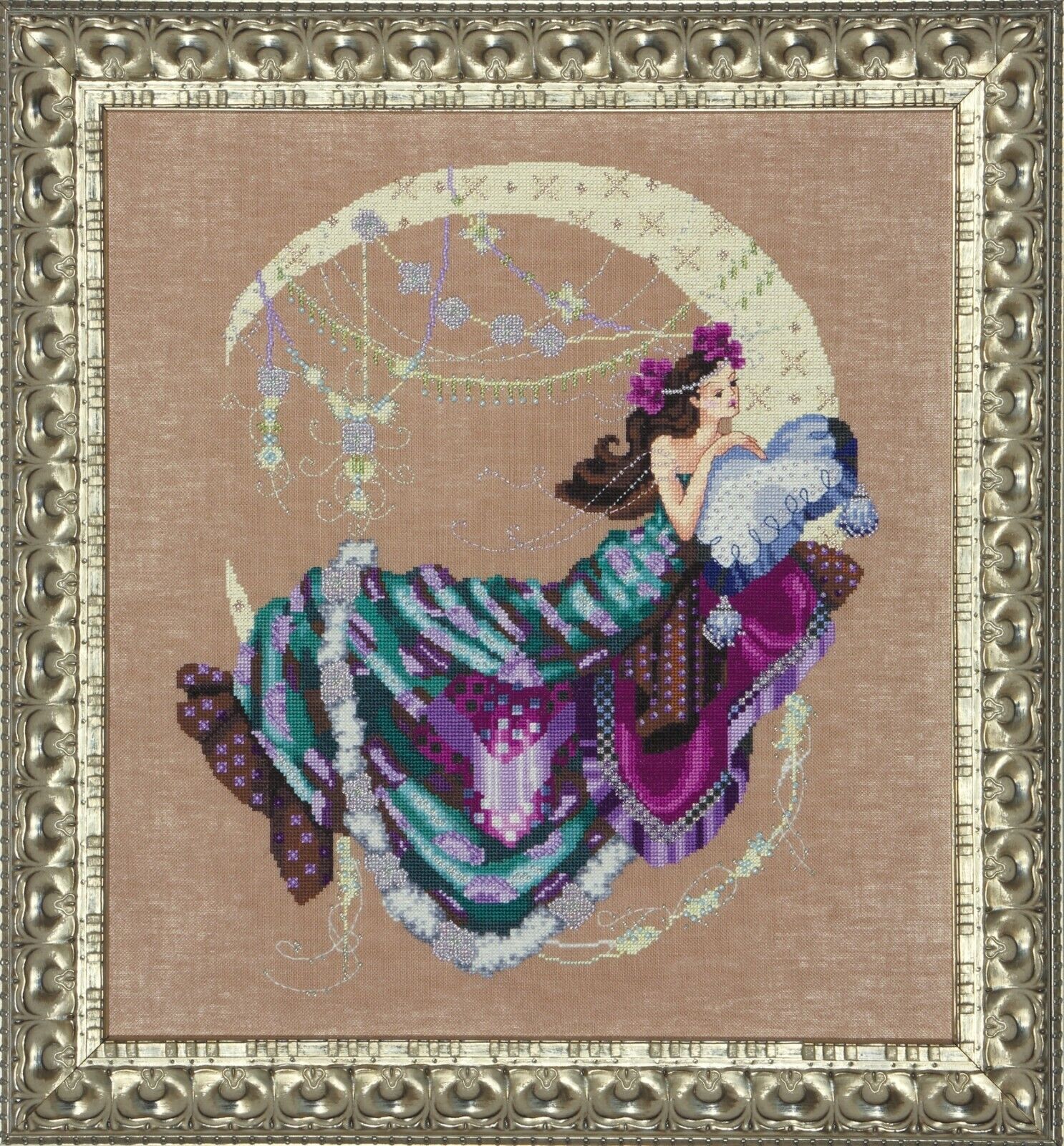 MD137 &quot;MOONFLOWERS&quot;  Chart + Embellishment Pack + Kreinik + Caron (0.5)+... - $44.54