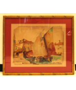 Glen Mitchell Signed Framed Watercolor Painting of Seaside Quay With Sai... - €425,61 EUR
