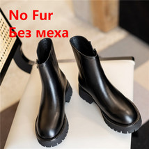 Fashion Women Boots Newest Genuine Leather Chunky Heels Shoes Woman Winter Platf - £116.46 GBP