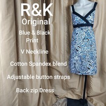R&amp;K Original Blue Print Cotton Blend Dress Size 10 - £9.59 GBP