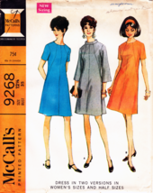 Misses A-LINE DRESS Vintage 1968 McCall&#39;s Pattern 9268 Size 12½ UNCUT - £9.44 GBP