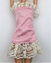 Mattel Barbie 1990 Vintage Springtime Fashion Light Pink Dress With White Lace - £4.10 GBP