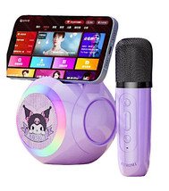 Kuromi Design Mini Karaoke Machine LED Lights Portable Speaker Mic Origi... - $30.90