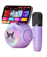Kuromi Design Mini Karaoke Machine LED Lights Portable Speaker Mic Origi... - $42.39 CAD