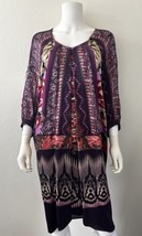 Etro Dress Batik Pattern Print V-Neck Knee Length Purple Pink Size 42 (U... - £133.77 GBP