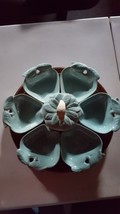 Vintage Hoenig of California USA Pottery Lazy Susan Turquoise Apple Serving Bowl - £55.04 GBP