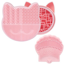 Cat Shaped Silicone Makeup Brush Cleaning Mat with Detachable Brushes Organizer - £7.43 GBP