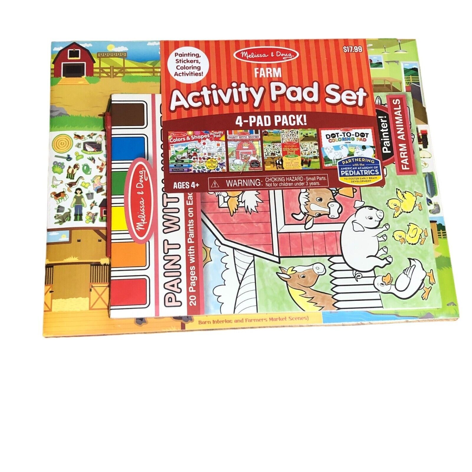 Primary image for Melissa & Doug Activity 4 Pad Set Stickers Coloring Dot to Dot Paint Farm Animal