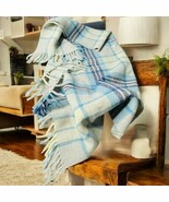 Vtg De Luxe Carldyke Charles Pindyck Virgin Wool Scarf Blue White Throw ... - $473.51 MXN