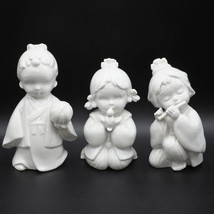 Vintage Set of 3 White Porcelain Children Figurines made in Japan - £50.42 GBP