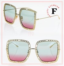 GUCCI 1033 Gold Blue Pink Detachable Chain Necklace Pendant Sunglasses GG1033S - £571.54 GBP