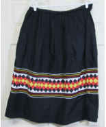 Native American Handmade Women&#39;s Black Patchwork &amp; Rickrack Skirt Sz XL - $108.61 CAD