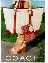 2002 Coach Print Ad Fashion Luxury Handbags Accessories Cream Red Tote W... - $12.55