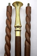Walking Stick top Brass Crafted Wooden Staff Handmade Nautical 3 fold wa... - $1,661.76 MXN