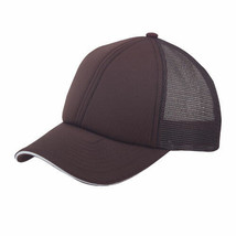 Brown Trucker Hat 6 Panel Mesh Back with Sandwich Bill Cap 1dz New 6PMS BRN - £76.28 GBP