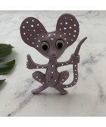 Vintage 70s Metal Mouse Decor Figurine Pastel Purple Googly Eye Animal S... - $19.79