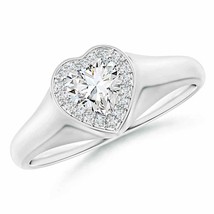 ANGARA Diamond Heart-Shaped Halo Signet Ring in 14K Gold (Grade-GVS2, 0.54 Ctw) - £1,863.04 GBP