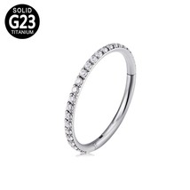 G23 Titanium Nose Ring Zircon Hinged Septum Clicker Segment Ear Tragus Cartilage - £10.38 GBP