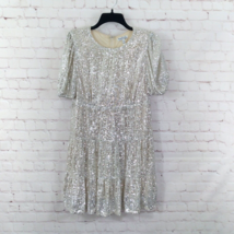 Xtraordinary Dress Womens Medium Beige Silver Sequin Sparkly Mini - $24.99