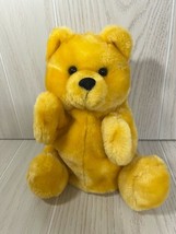 vintage plush hand puppet teddy bear 8&quot; stuffed animal toy golden yellow - £10.50 GBP