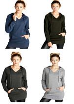 Womens Raglan Long Sleeve Pullover Hoodie V Neck Cotton Sweater - £15.69 GBP