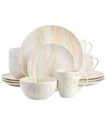 Elama Fine Marble 16 Piece Porcelain Dinnerware Set in Orange and Green - $117.56 CAD
