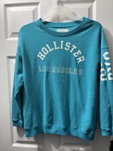 Hollister Turquoise Pullover Sweatshirt w White Writing Unisex Size Medium - £18.47 GBP