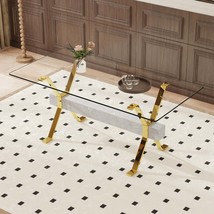 Modern Glass Dining Table Gold Legs 71&quot; - $532.99