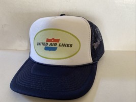Vintage United Air Lines Hat Vacation Trucker Hat Adjustable snapback Navy Cap - $17.62