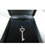 Tiffany & Co Platinum Diamond Encrusted Open Heart Key Pendant For Necklace - $1,800.25
