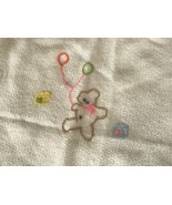 Vintage The Three Weavers Acrylic Pastel Striped Bear Balloon Baby Blanket - £12.42 GBP