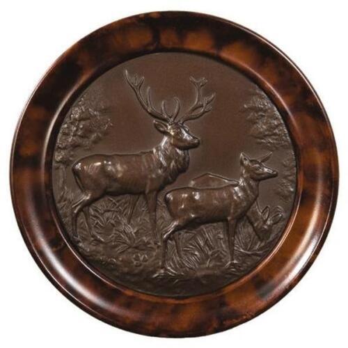 Plaque MOUNTAIN Lodge Deer Mates Doe Stag Resin Hand-Painted Carved Hand-Cast - £149.34 GBP