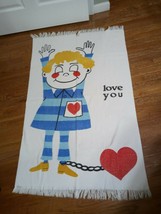 Vintage Cone Usa Beach Towel Love You Kid Rosy Cheeks Girl Heart Chain - £35.80 GBP