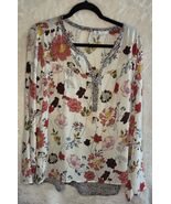 Women's DR2 Floral Print Blouse Polyester Long Sleeve Top Size X-Large - $9.49