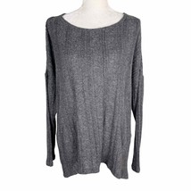 Caslon Sweater Gray Marled 1X Ribbed Long Sleeves Hi-Lo New - $29.00