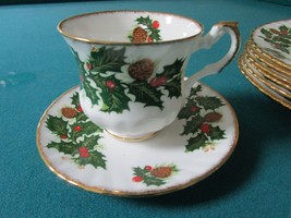 Queens England Tea Set Yuletide Christmas Holiday Cup Saucer Plates 18 Pcs - $262.35