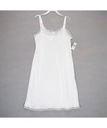 Vtg JC Collections Sz 8 White Satin Babydoll Slip Dress Cami Lace Trim U... - £19.28 GBP