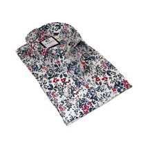 Men's Shirt By CASILA Turkey Cotton Blend Long Sleeves 501660-03 White Floral image 2