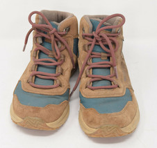 Merrell Hiking Boots Girls 4M Waterproof Tan Teal Purple Laces - £30.06 GBP