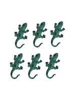 Distressed Green Metal Lizard Wall Hooks Set of 6 - £48.91 GBP