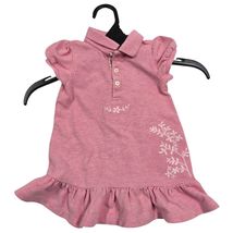 Ralph Lauren Baby Girls Pink Cotton Polo Dress Floral Embroidery 9M Puff... - $14.85