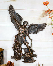 Ebros Archangel Saint Michael Slaying Chained Lucifer Satan 15&quot;H Wall Plaque - £52.76 GBP