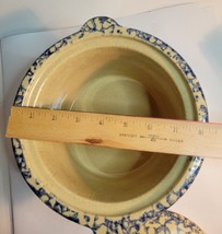 Roseville Dutch Crock with Lid Blue Spongeware with Wheat Pattern image 8