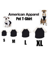 American Apparel Dog Pet Raglan Basic Tee T-shirt Black White Sleeves S ... - £6.66 GBP