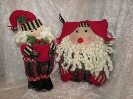 Santa Pillow &amp; Santa Doll, Curly White Beard &amp; reds/greens (E Bay 2) - £7.91 GBP